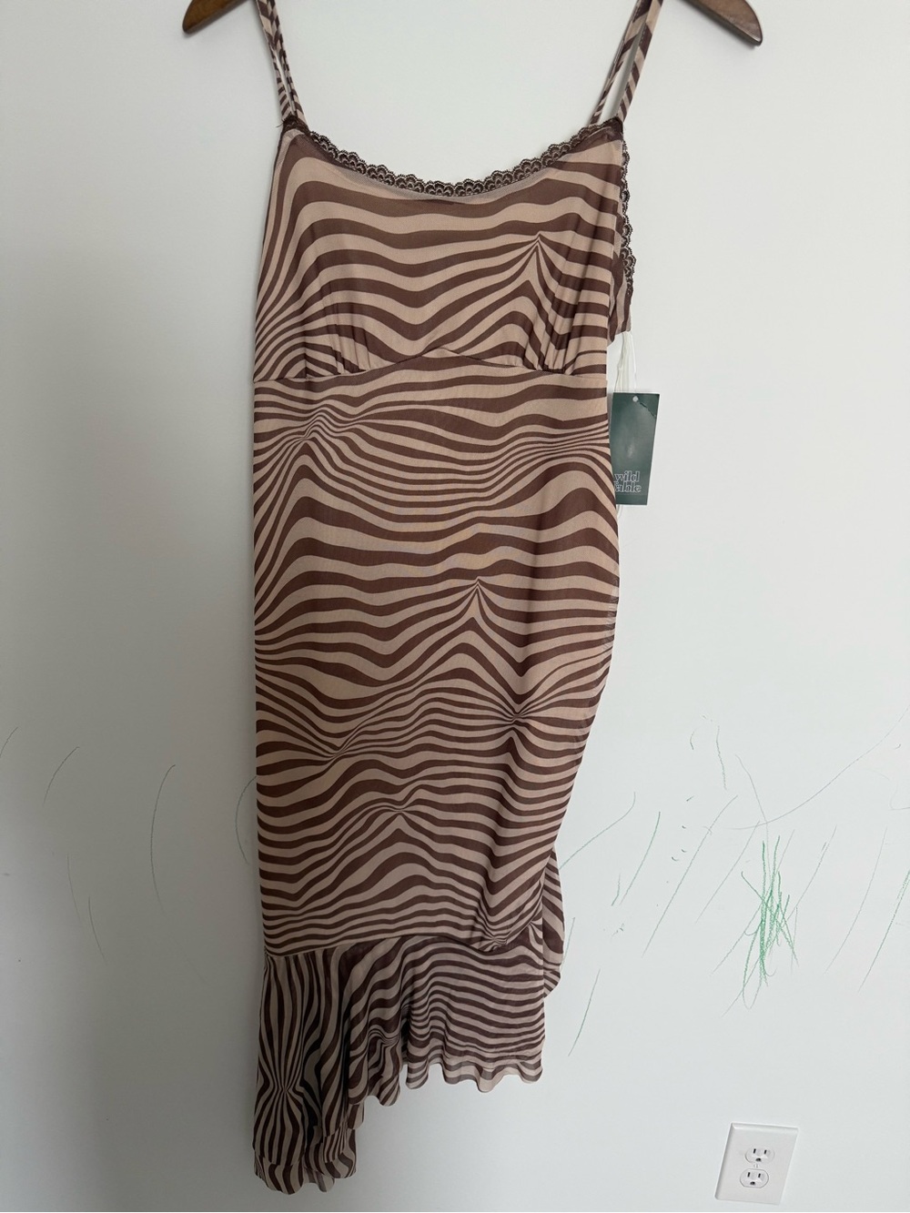 wild fable Brown Zebra-Print Asymmetrical Slip Dress